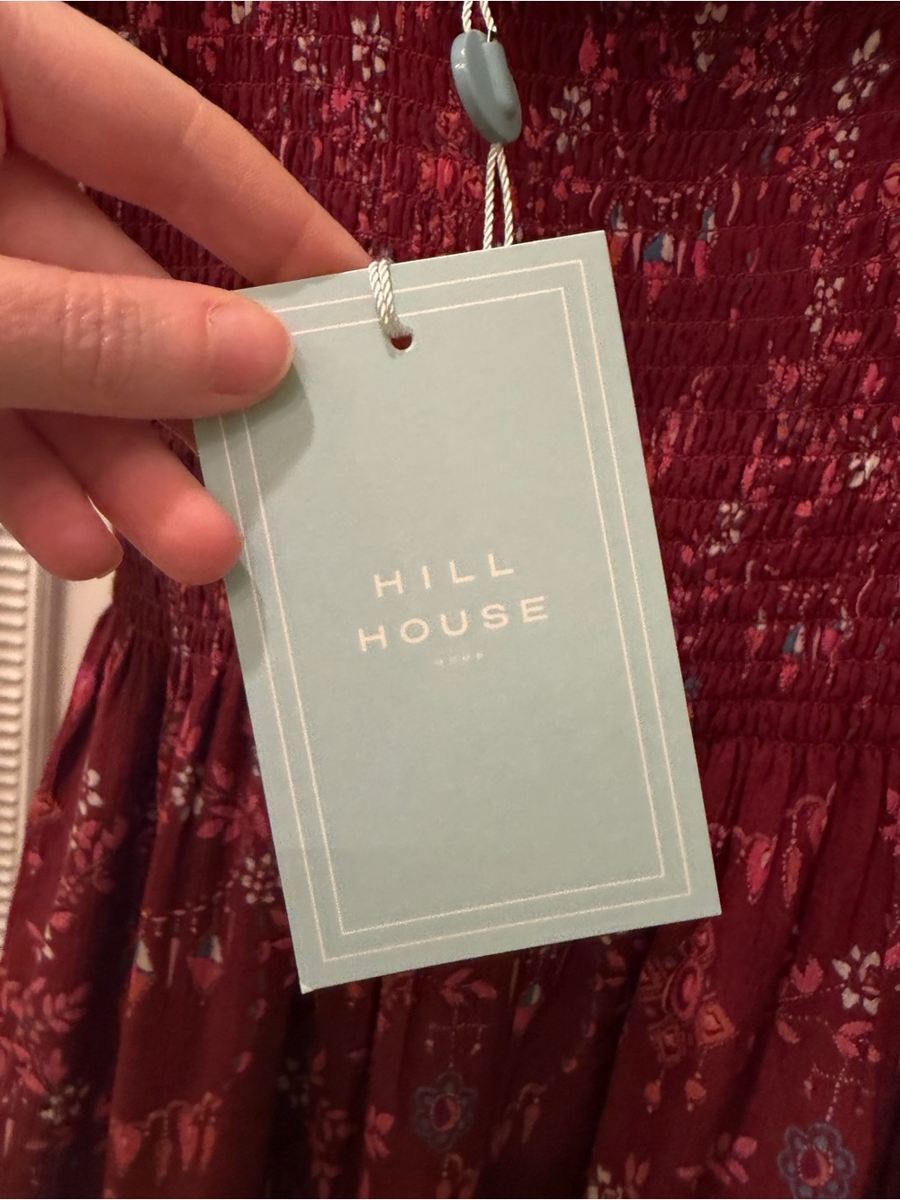 NWT Hill House Ellie Nap Dress in Charm Scallop Burgundy Floral Size XS - Picture 8 of 11